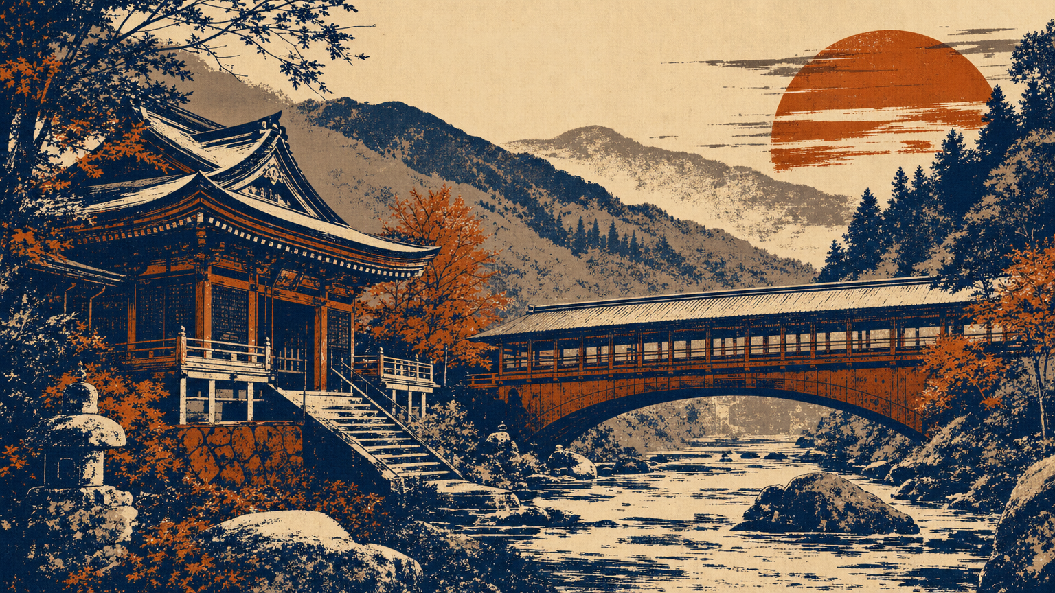 文殊堂・五台橋(鹿教湯温泉)