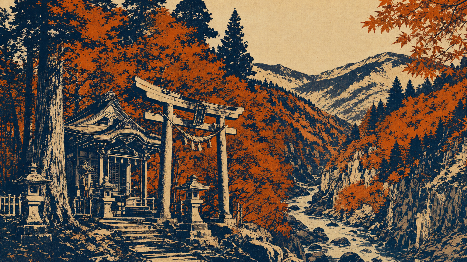 鬼無里 白髯神社（奥裾花方面の里山風景）