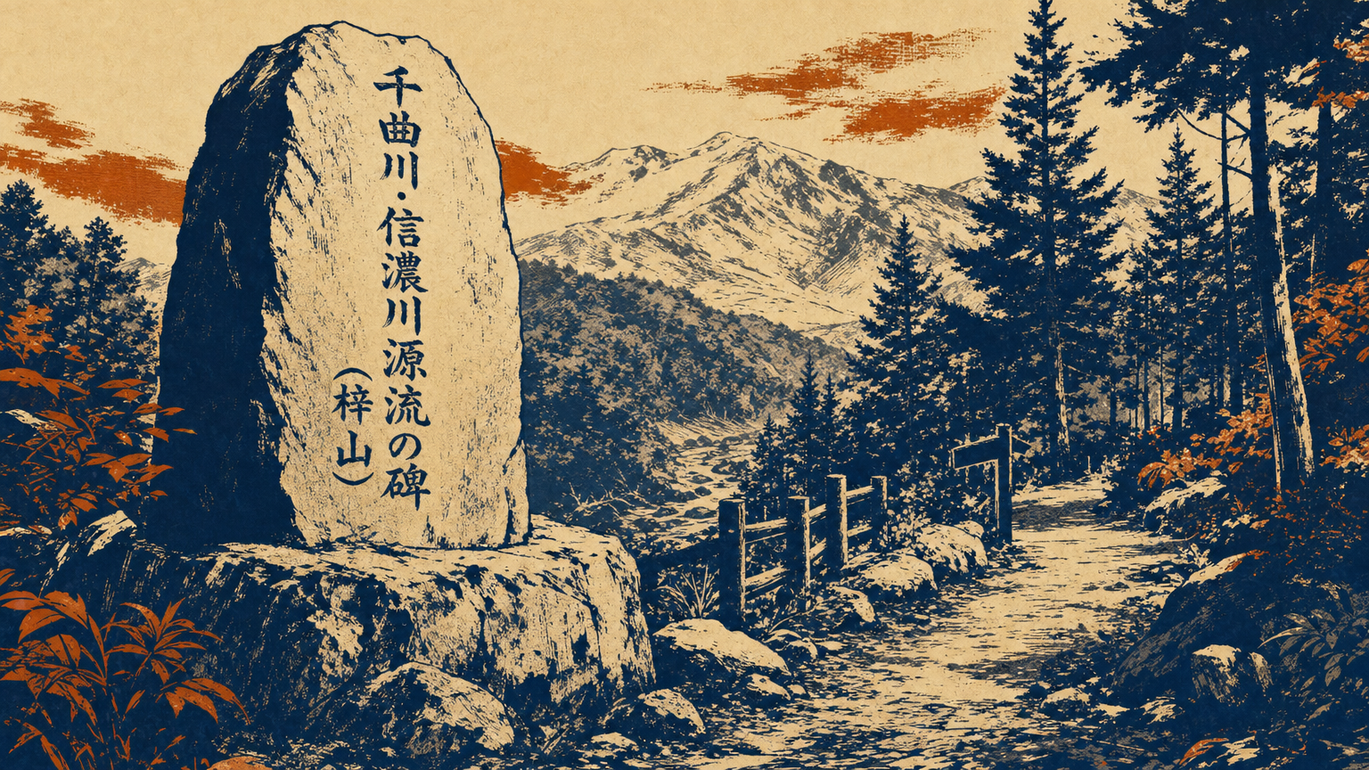 千曲川・信濃川源流の碑(梓山)